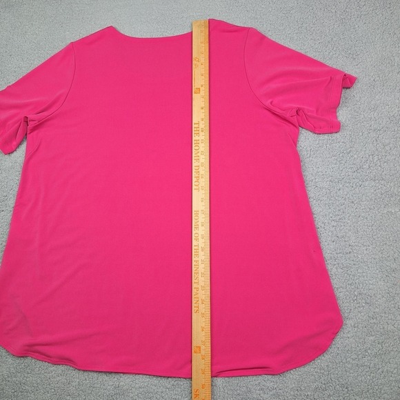 Susan Graver Shirt Womens 2X Pink Modern Essentials Liquid Knit Short Sleeve Top - Picture 6 of 9